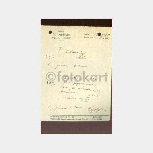 1950 Doktor Y. Ağaloğlu - Kurtuluş Caddesi Reçetesi
