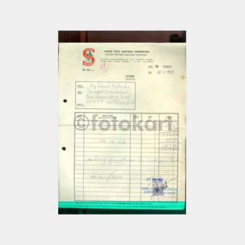 1969 Singer Dikiş Makinesi Kumpanyası Fatura