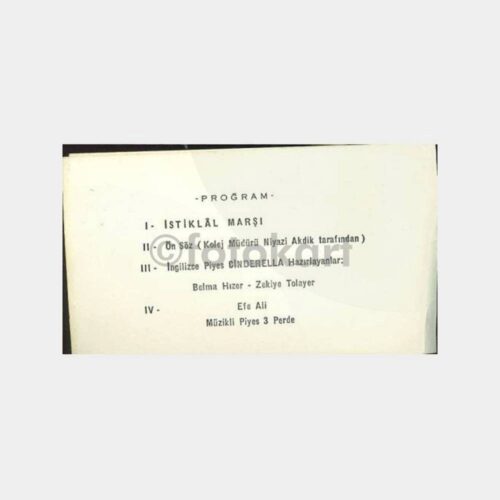1963 Üsküdar Marmara Koleji Temsil Davetiyesi