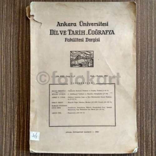 Ankara Üniversitesi Dil ve Tarih-Coğrafya Fak. Dergisi, 1964 Haziran Sayı 1-2