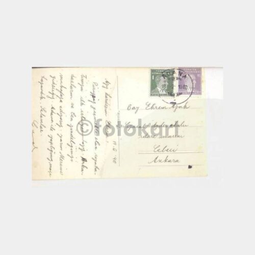1940 Adana Atatürk Heykeli Damgalı Kartpostal - Görsel 2