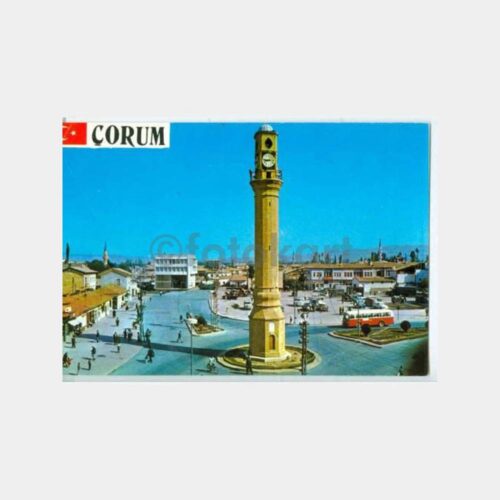 1970 Çorum Saat Kulesi Görünüş Kartpostal