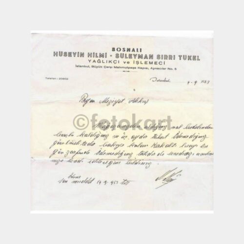 1963 Kapalı Çarşı Esnaf Mektubu Antetli Kağıt