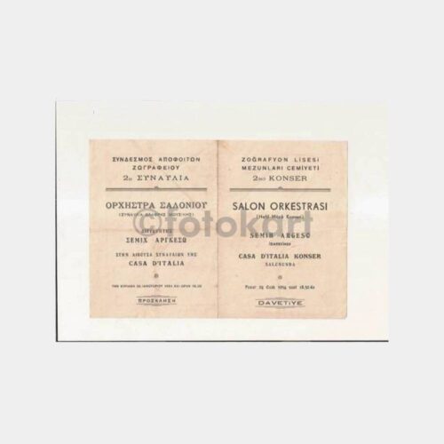 1954 Beyoğlu Zoğrafyan Lisesi Konseri Program