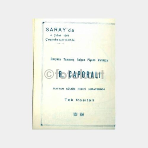 1963 Saray Konser - R. Caporali Piyano Resitali Program