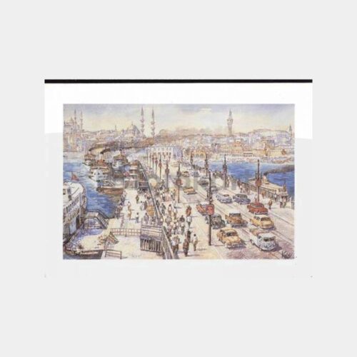 Ressam Kenan Çizer - Galata Köprüsü Konulu Kartpostal