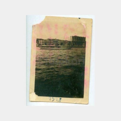 1928 Dolmabahçe Önünde Yat Gemisi Fotokart