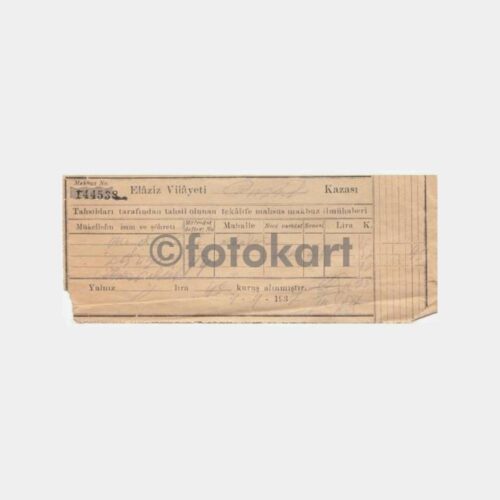 1937 Elaziz -Elazığ Vergi İlmühaberi