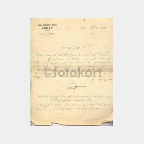 1934 Erdek - Hacı Mehmet Zade Antetli Mektup