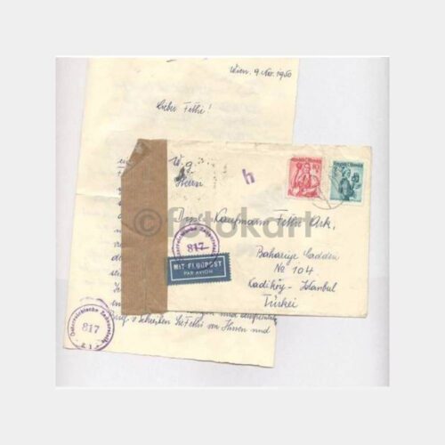 1950 Avusturya Sansür Damgalı Mektup