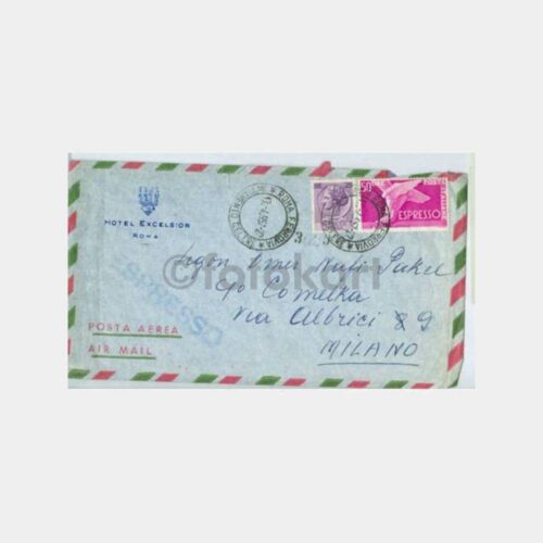 1959 İtalya Ekspres Pullu Damgalı Mektup