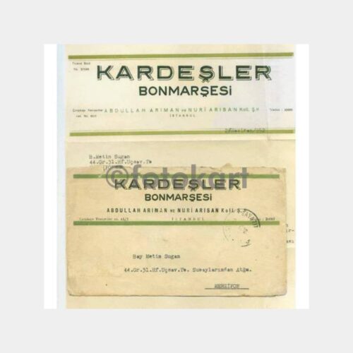 1959 Merzifon Bayazıt Kardeşler Bonmarşesi Mektup