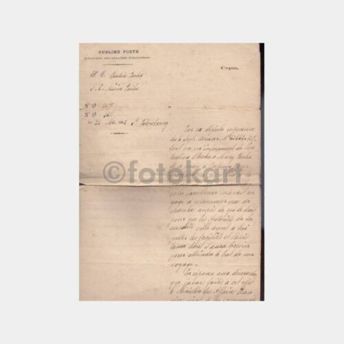 1882 Osman Nuri Paşa Konulu Fransızca Mektup