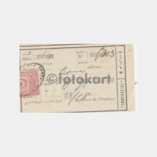 1900 Pera-Beyoğlu Fiskalli Telgraf Makbuzu