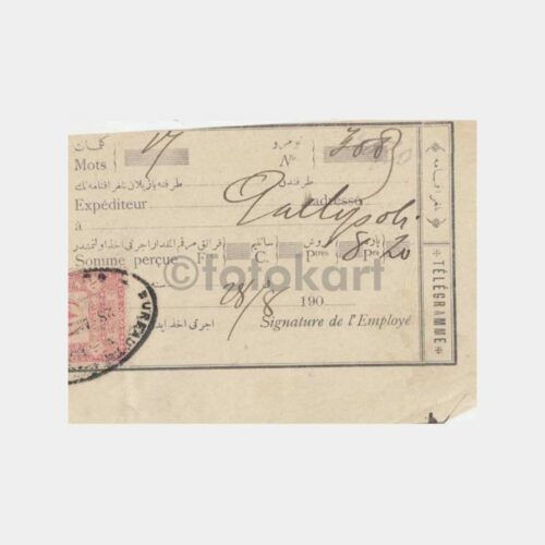 1900 Pera-Beyoğlu Fiskalli Telgraf Makbuzu
