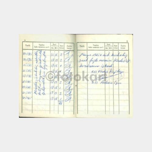1965 Kadeş Vapuru Fazla Mesai Defteri
