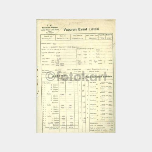 1940 Burhaniye Vapuru Evsaf Listesi