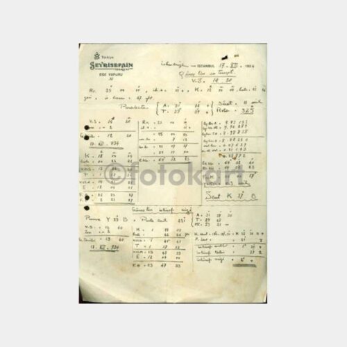 1934 Ege Vapuru - İskenderiye Rota Cetveli