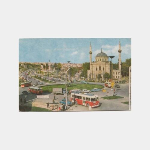 1970 Aksaray Meydan Troleybüs Otobüs Kartpostal
