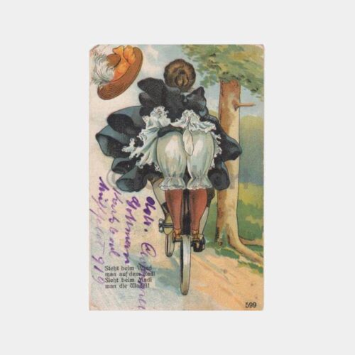 1921 Sirkeci Damgalı Bisikletli Kadın Kartpostal - Görsel 3