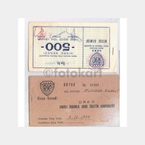 1973 ORKO Ordu Tüketim Koop Hisse Senedi