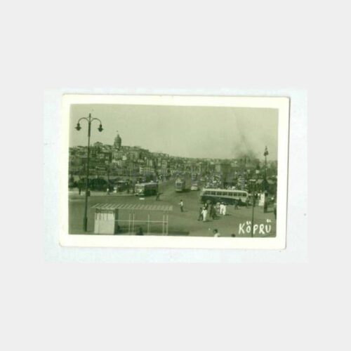 1954 Galata Köprüsü Otobüsler Tebrik Fotoğraf