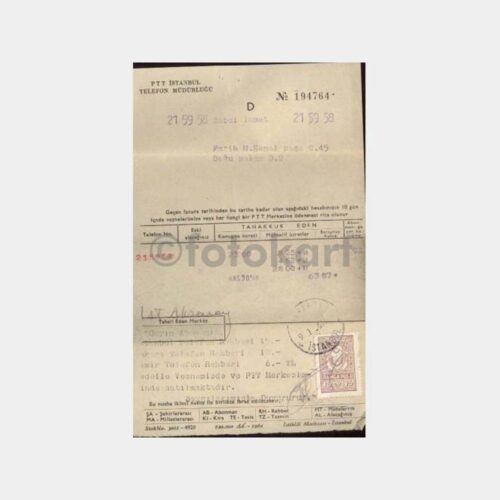 1961 PTT Aksaray Telefon Faturası