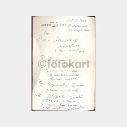 1982 Prof. Dr. Kuddusi Gazioğlu Reçetesi