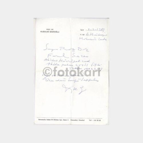 1989 Prof. Dr. Kuddusi Gazioğlu Reçetesi