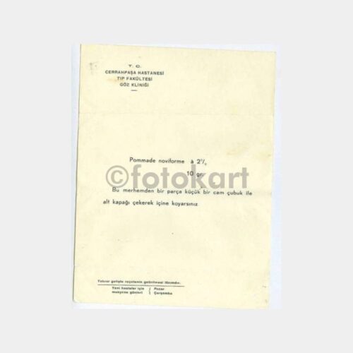 1960 Cerrahpaşa Göz Kliniği Reçetesi
