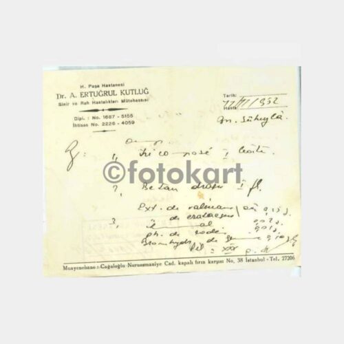1952 Dr. Ertuğrul Kutluğ Reçetesi