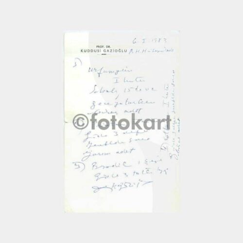 1983 Prof. Dr. Kuddusi Gazioğlu Reçetesi