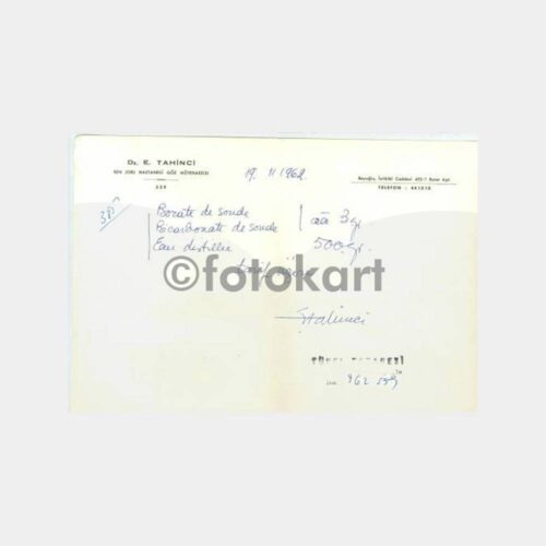 1962 Dr. E. Tahinci Göz Mütehassısı Reçete