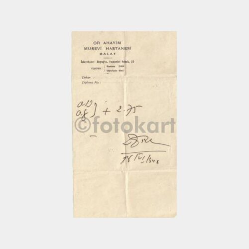 1946 Balat Musevi Hastanesi Reçetesi