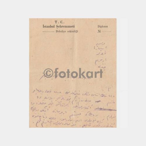 1930 İstanbul Şehremaneti Hekim Reçete Kağıdı - 2 Adet - Görsel 2