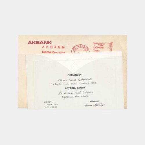 1983 Akbank -Bettina Sturb- Çiçek Sergi Davetiyesi