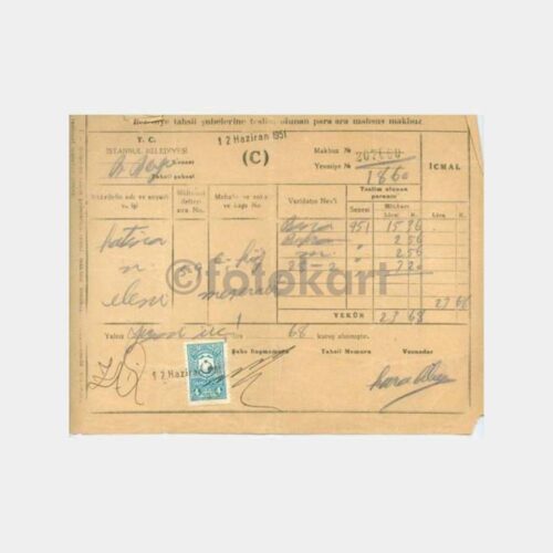 1951 Beylerbeyi Vergi Makbuzu