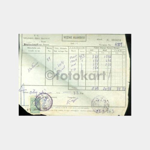 1963 Beylerbeyi Vergi Dairesi Makbuzu