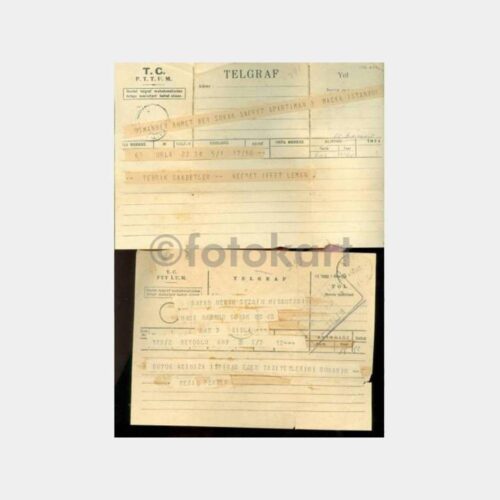 1959 Beyoğlu ve Urla 2 Adet Telgraf Kağıdı