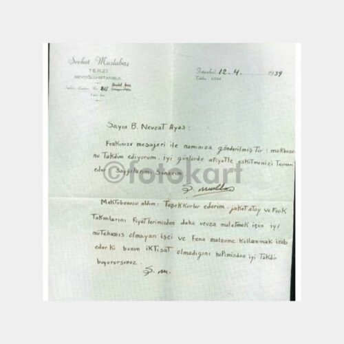 1939 Beyoğlu Terzi Sipariş Mektubu