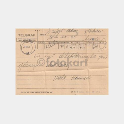 1972 Beyoğlu Telgraf Kağıdı