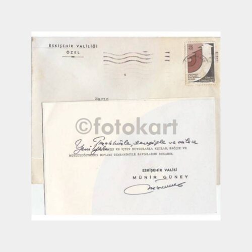 1975 Eskişehir Valisi Münir Güney Tebrik Kartı
