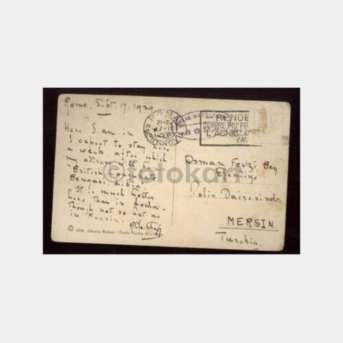 1929 Mersin Damgalı Yabancı Roma Kartpostal - Görsel 2