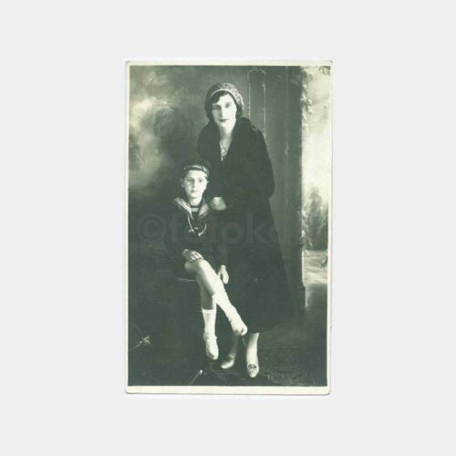 1930 Denizci Çocuk ve Annesi Stüdyo Fotoğraf