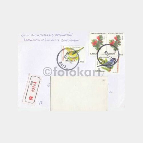 2005 Çine Damgalı Kuş-Çiçek Pullu Zarf