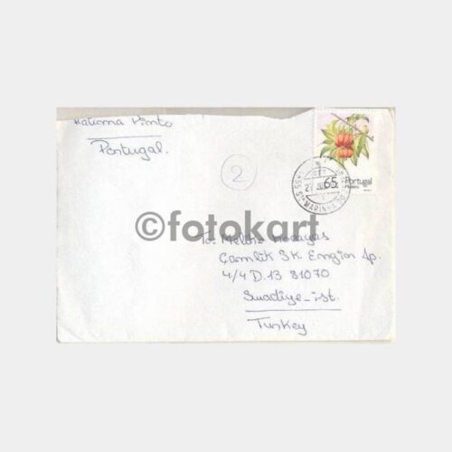 1992 Portekiz Damgalı Çiçek Pullu Zarf