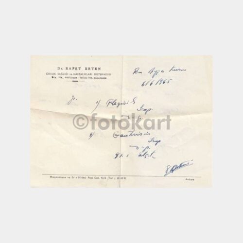 1965 Ankara Dr Rafet Erten Reçetesi