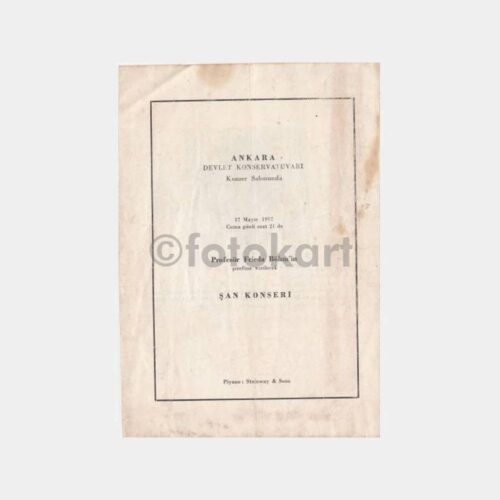 1957 Ankara Devlet Şan Konser Programı