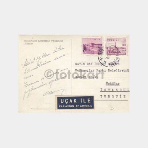 1959 Ankara Posta Damgalı Lozan Sigorta Kartı