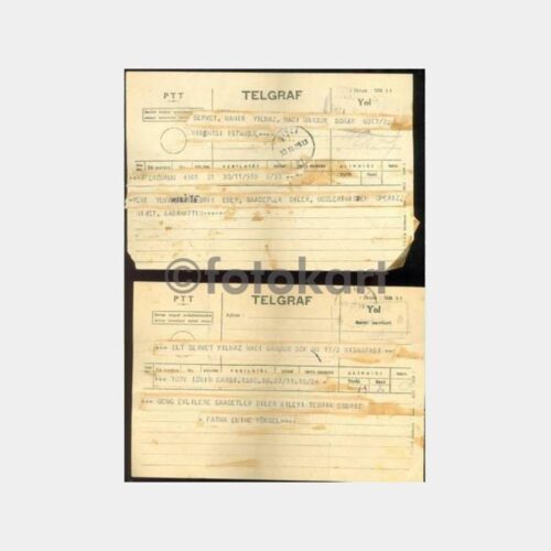 1959 İzmir ve Erzurum 2 Adet Telgraf Kağıdı